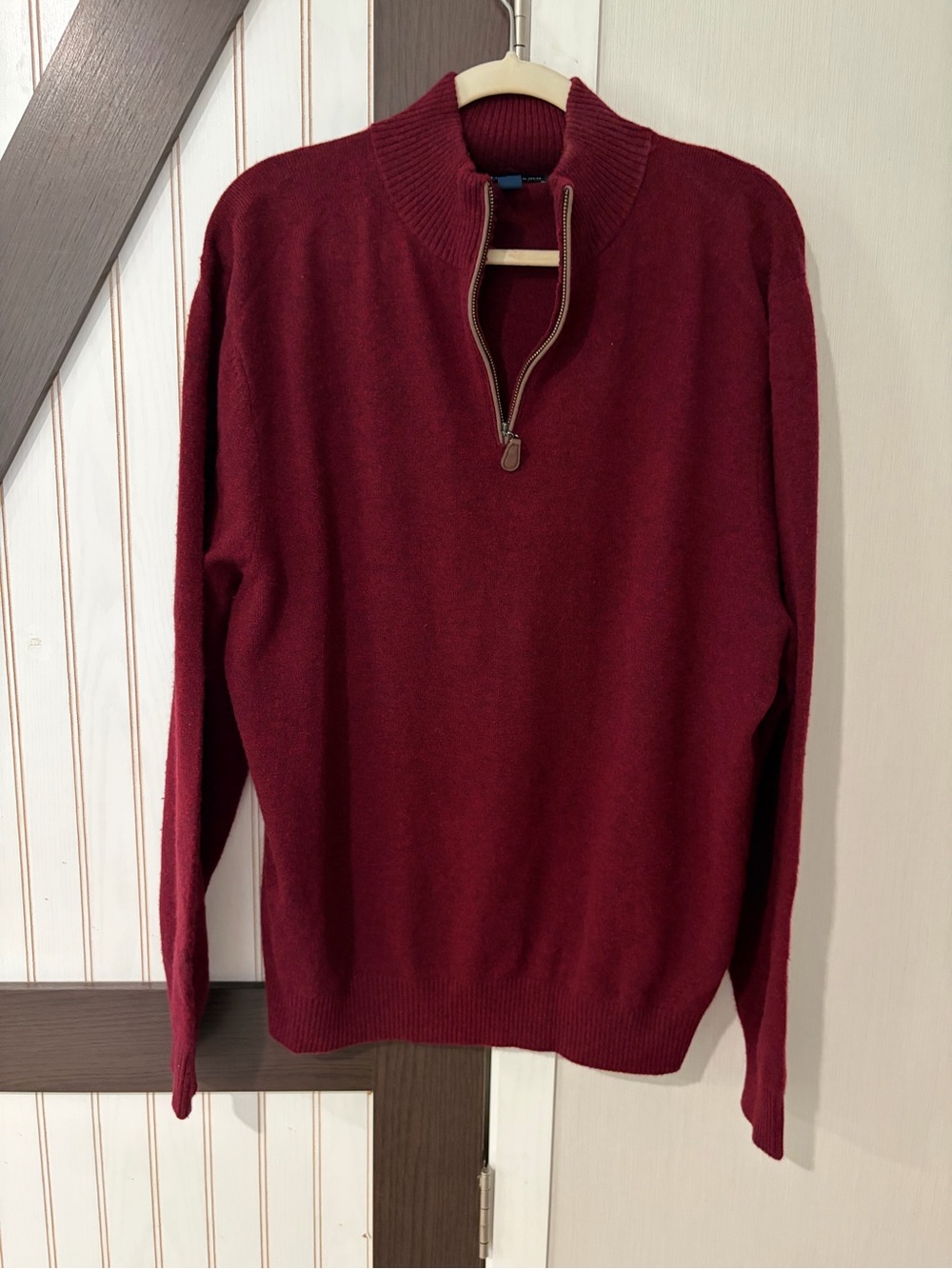 “Buttoned Up” 100% Cashmere 1/4 Zip Sweater XXL Red/Maroon
